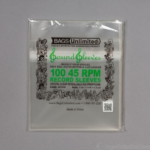 Bags Unlimited - Bu Spp45r 45 Rpm Outer Slv Resealable 100 Cnt Clr