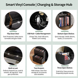 Eco-Friendly Vinyl Record Player Stand With Flip-Top Storage, Media Console With Dual Outlets And Dustproof Drawers