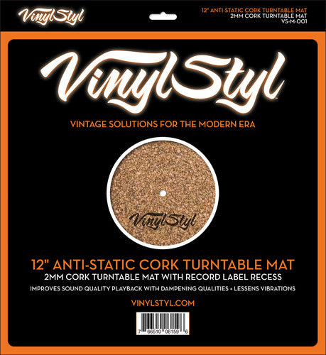 Vinyl Styl Vsm001 12 Inch Cork Turntable Mat - Vinyl Styl® VS-M-001 12 Inch Anti Static Cork Turntable Mat - Less Vibration - No Slip (VINYL ACCESSORIES)