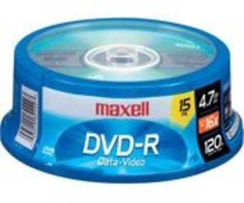Maxell 638006 DVD-R DVD Recordable 120 Min 15 Pk - Maxell 638006 DVD-R 15PK SPN Recordable Discs 4.7GB 16x 120 Min Spindle 15 Pk