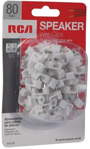 Rca Ah12R Speaker Wire Clips W/Nails 80 Count Wht - RCA AH12R Speaker Wire Clips with Nails 80 Count (White) (SPEAKERS)