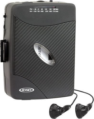Jensen Scr75 Personal Cass Player Am/Fm Black - Jensen SCR-75 Personal Stereo Cassette Player - AM/FM - Stereo Earbuds (Black)