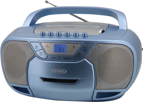 Jensen CD590Bl Bt Bmbx CD Cassette Recorder Am/Fm - Jensen CD590BL Bluetooth Boombox CD Cassette Recorder AM/FM (Blue)