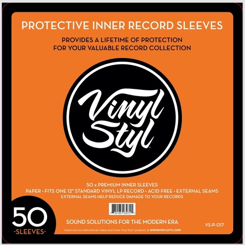 Vinyl Styl Vsp017 12in LP in Sl Sq Crn 50 Cnt Wh - Vinyl Styl® VS-P-017 12 Inch Inner Record Sleeves - Square Corner - 50 Count (White)