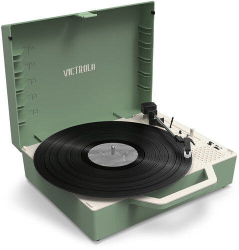 Victrola Vsc725Sbbas Respin Sstnble Prtbl Tt Green - Victrola VSC-725SB-BAS Re-Spin Sustainable Suitcase Record Player - Basil Green