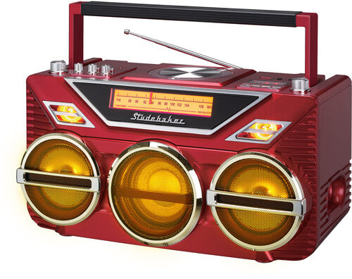 Studebaker Sb2165R Avanti Bt Boombox CD/Am/Fm Red - Studebaker SB2165R Avanti Bluetooth Boombox CD/AM-FM Radio/15W Subwoofer (Red)