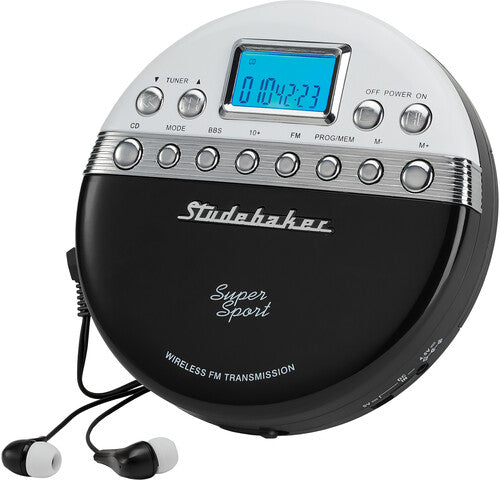Studebaker Sb3705Bw Personal CD Player Blk/Wht - Studebaker SB3705BW Personal CD Player FM Radio Anti-skip and FM Transmitter (Black/White)