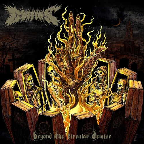 Coffins - Beyond The Circular Demise - Limited Black Ice with Mustard Yellow, Halloween Orange & Oxblood Splatter Colored Vinyl