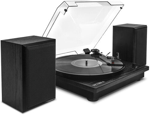 Victrola Vm135Blk Montauk Bt Turntable Spkrs Black - Victrola VM-135-BLK Montauk Bluetooth Turntable System with Speakers (Black) (TURNTABLES)