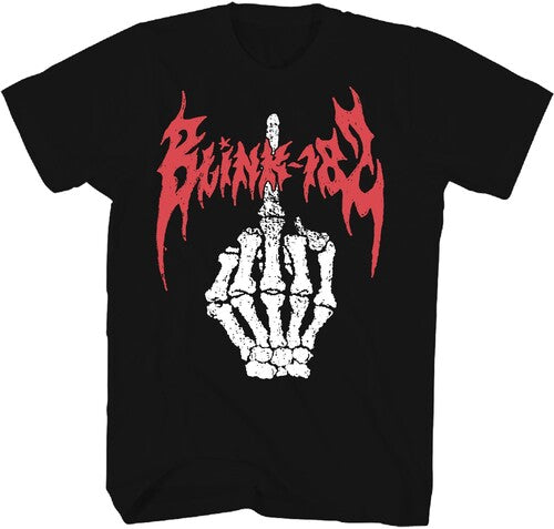 Blink 182 - Skeleton Middle Finger T-Shirt - Black - Adult Shirt
