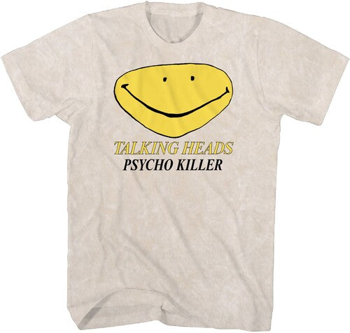 Talking Heads - Psycho Killer Smiley Face T-Shirt - Tan - Adult Shirt