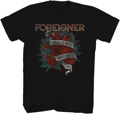 Foreigner - I Want to Know What Love Is 1984 T-Shirt - Black - Adult Shirt