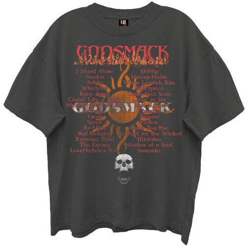 Godsmack - Greatest Hits Play List - Giant Vintage T-Shirt - Black - Adult Shirt