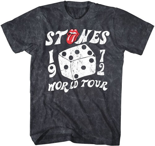 Rolling Stones - 1972 World Tour T-Shirt - Black Mineral Wash - Adult Shirt