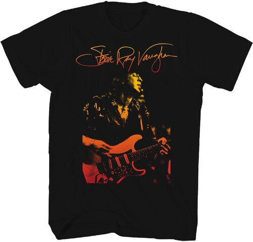 Stevie Ray Vaughan - Signature Gradient Photo T-Shirt - Black - Adult Shirt