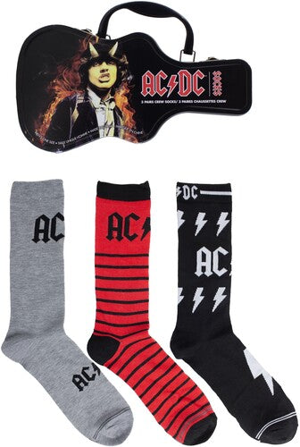 Perri's - AC/DC - Crew Socks (3 Pack Collector Guitar Shape Tin)
