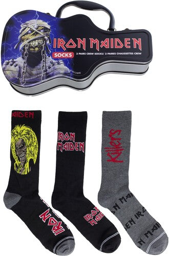 Perri's Iron Maiden Socks 3 Pack Guitar Shape Tin - Perri's Iron Maiden Socks 3 Pack Guitar Shape Tin