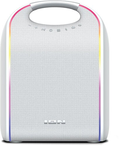 ION Audio Glow Tone Bluetooth Speaker with Immersive Sound Rechargable - IPX5 Water Resistant (White)