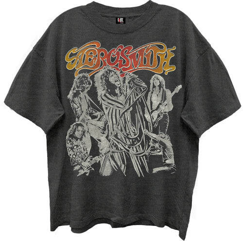 Aerosmith - Toys In The Attic 1975 Tour - Front & Back Print -Giant Vintage - T-shirt - Vintage Black