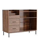 Eco-Friendly Vinyl Record Player Stand With Flip-Top Storage, Media Console With Dual Outlets And Dustproof Drawers
