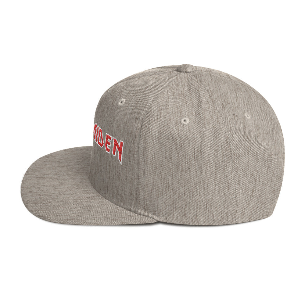 MERCHMOMENT Iron Maiden Classic Logo Grey Embroidered Snap Back Hat [Apparel]