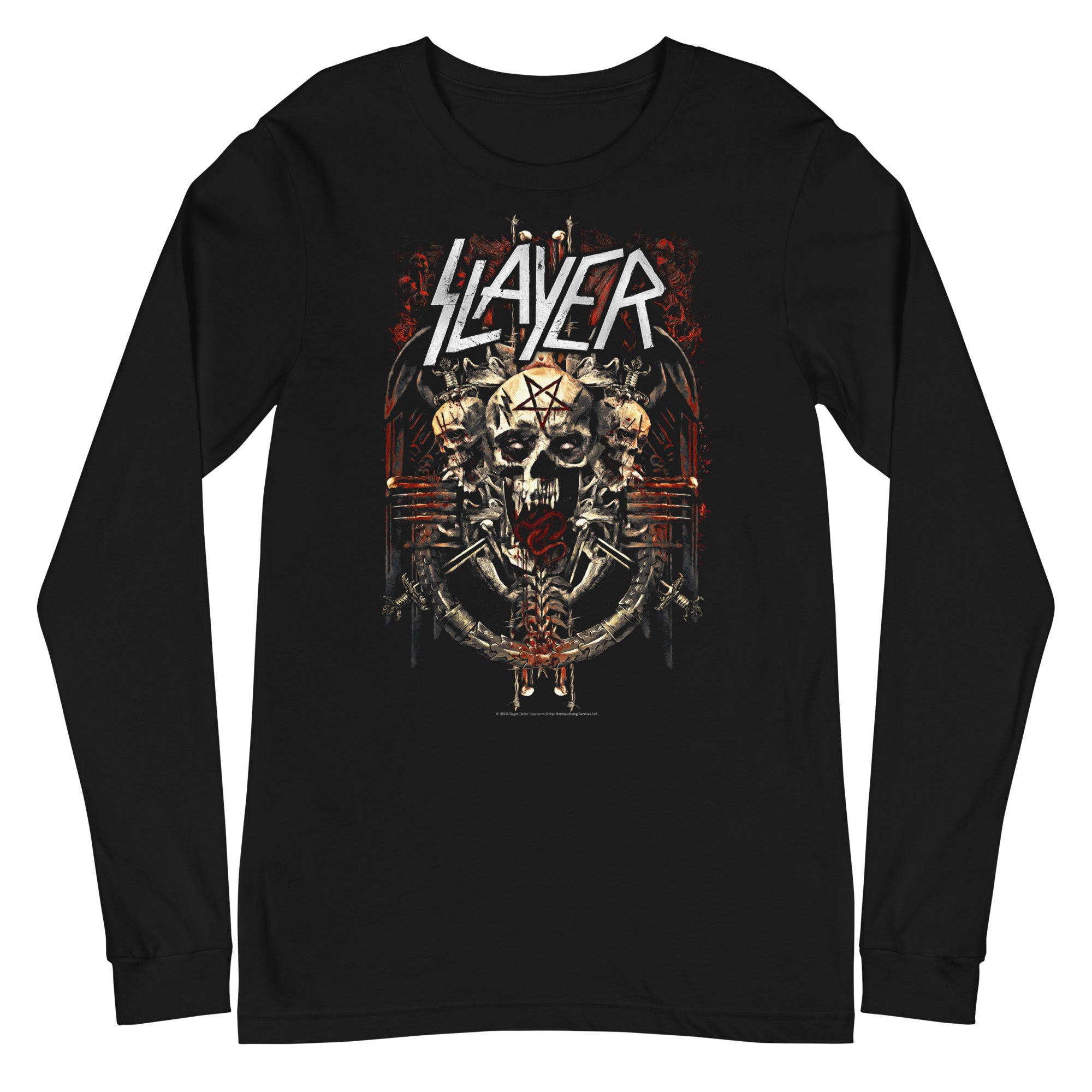 MERCHMOMENT Slayer - Triple Skull Long Sleeve T-Shirt [Apparel]