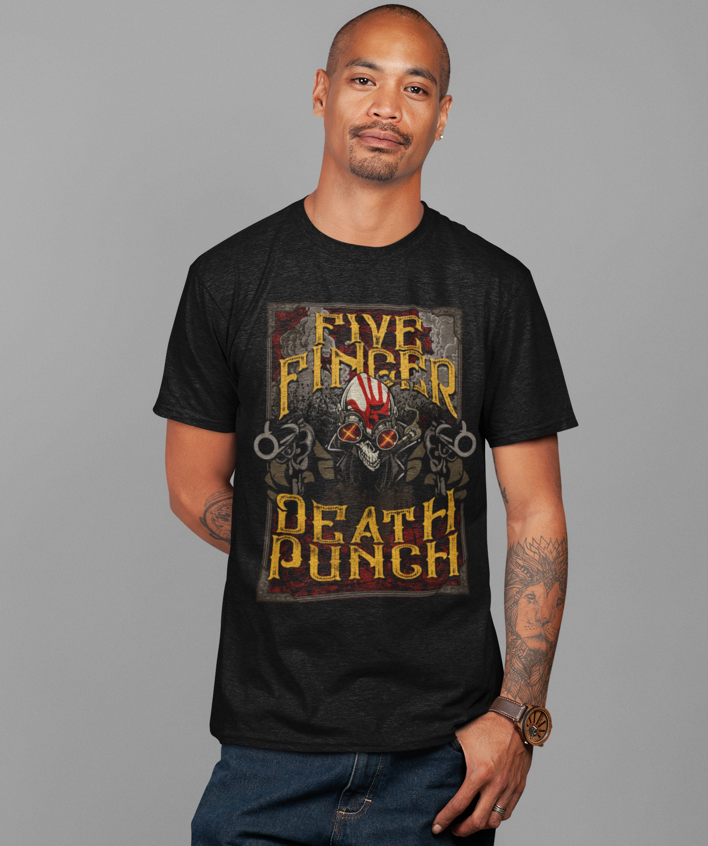 MERCHMOMENT Five Finger Death Punch Barrels Jumbo Print T-shirt [Apparel]