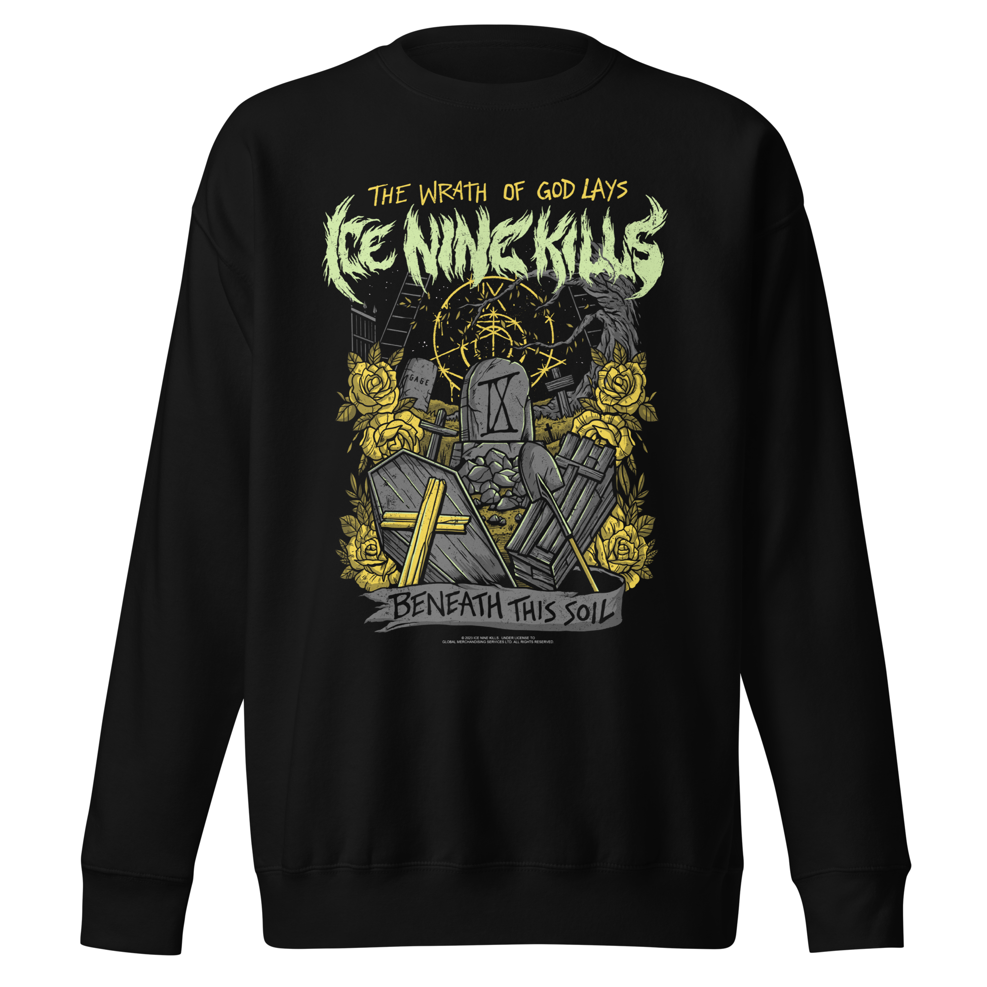 MERCHMOMENT Ice Nine Kills Yellow Wrath Jumbo Print Sweatshirt [Apparel]
