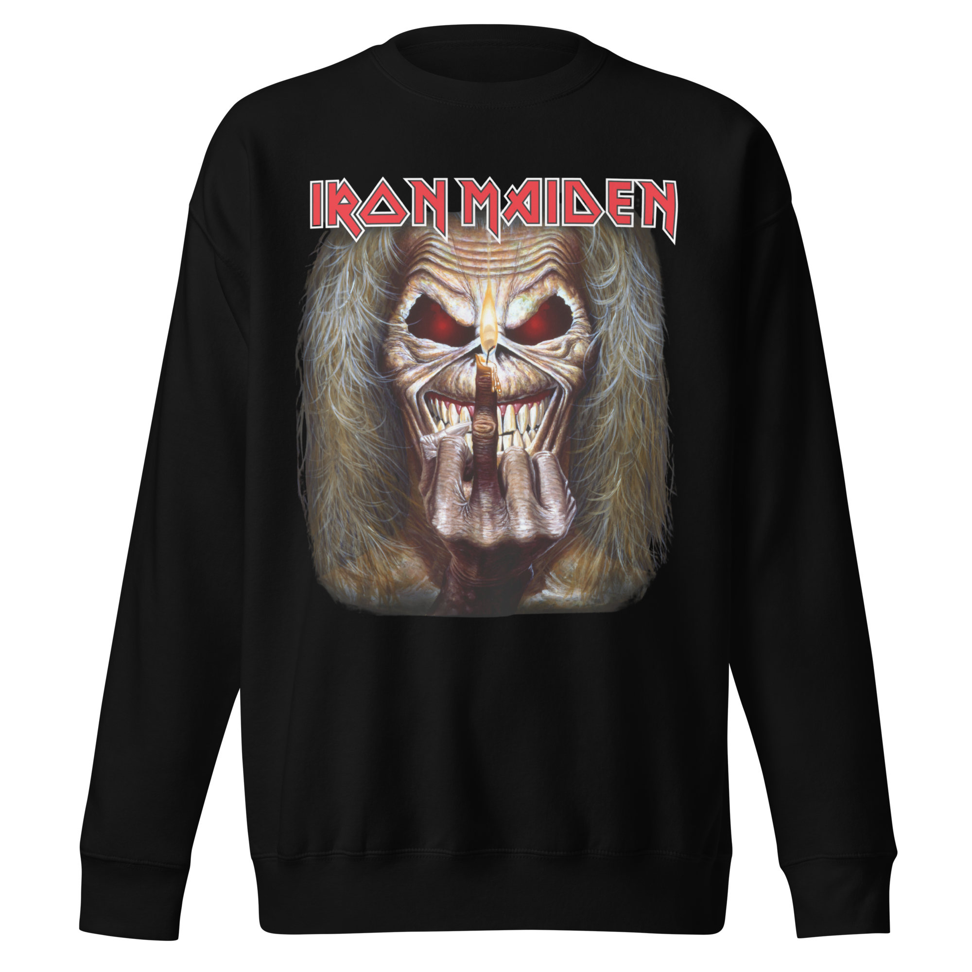 MERCHMOMENT Iron Maiden Candle Finger Jumbo Print Sweatshirt [Apparel]