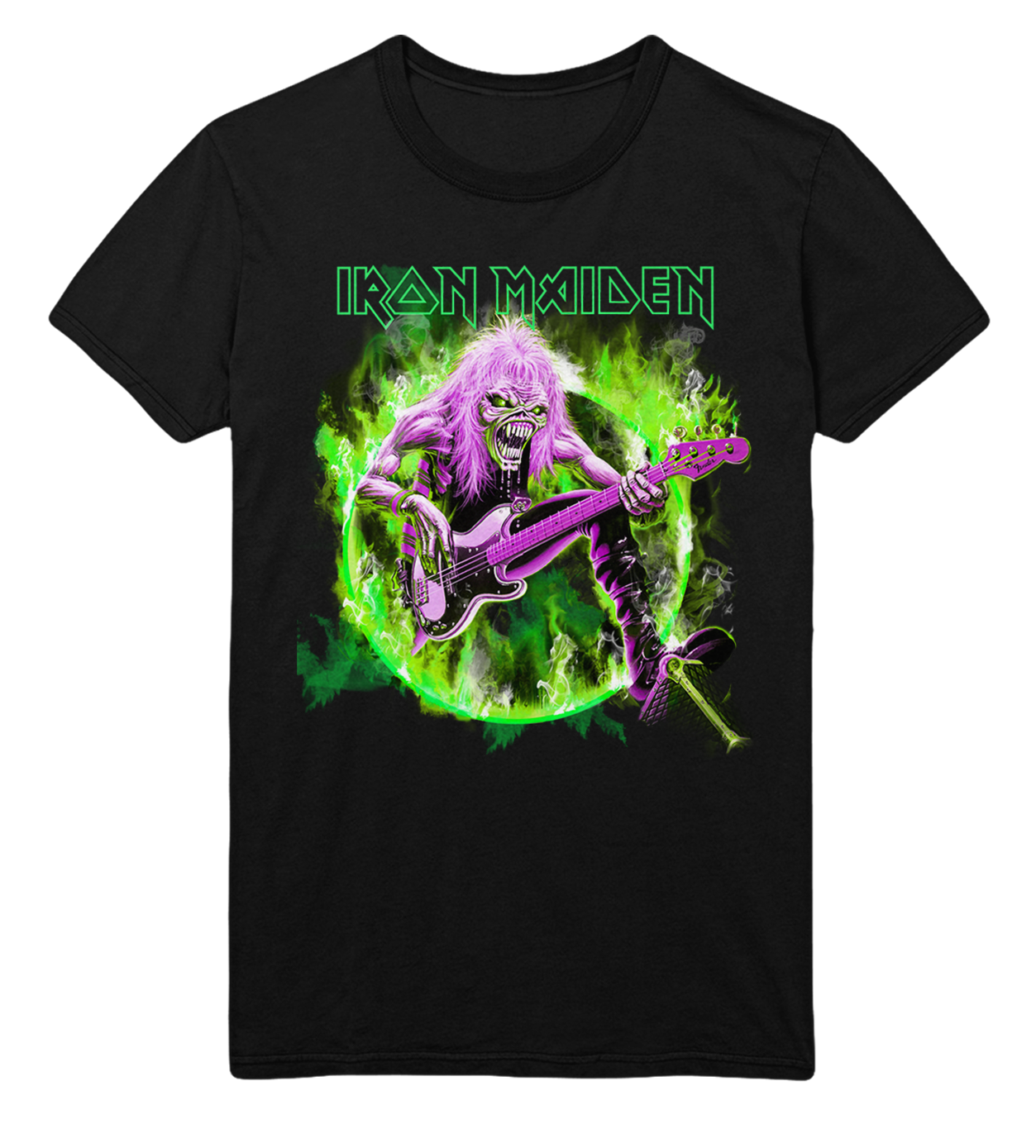 MERCHMOMENT Iron Maiden Green Guitar Jumbo Print T-Shirt [Apparel]