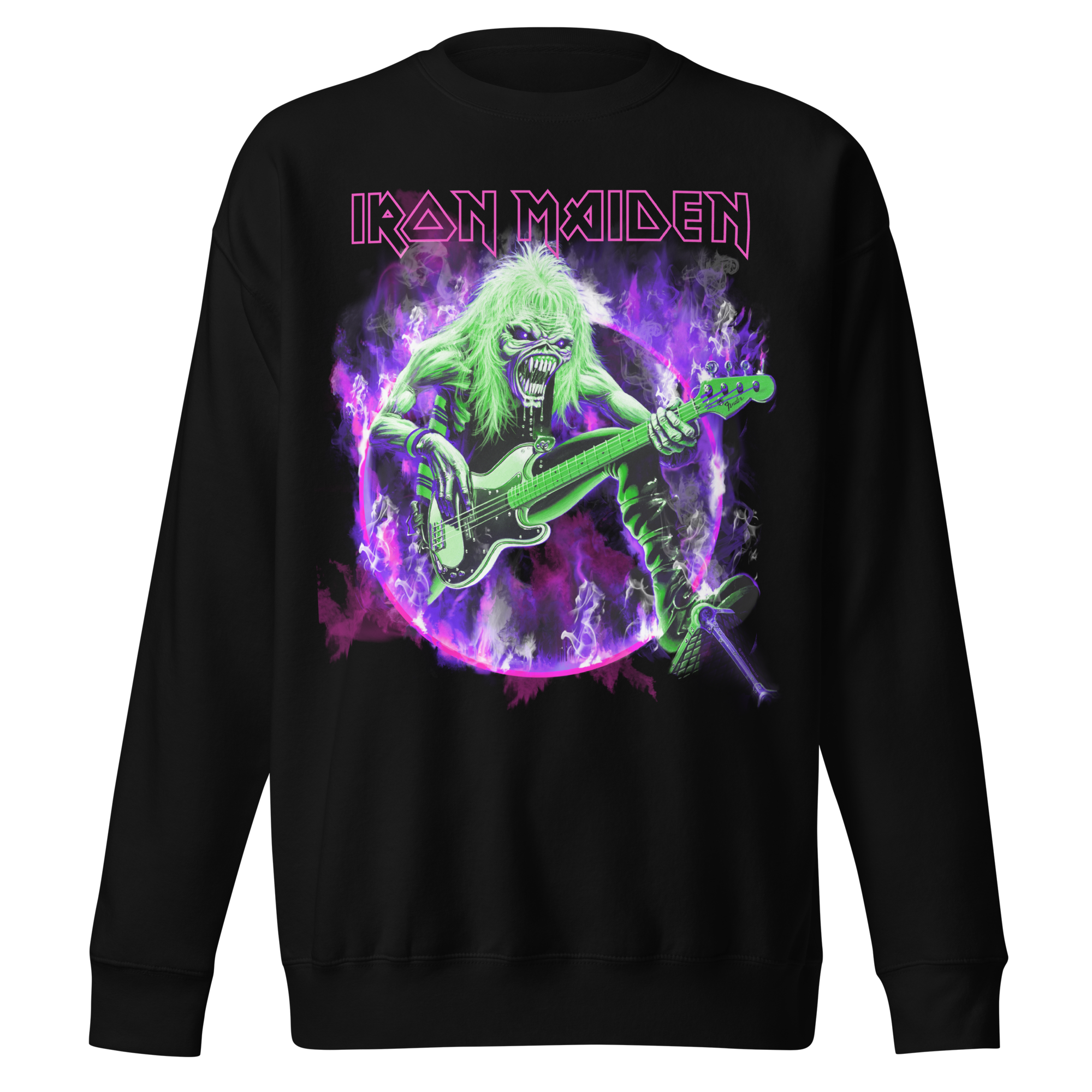 MERCHMOMENT Iron Maiden Purple Guitar Jumbo Print Sweatshirt [Apparel]