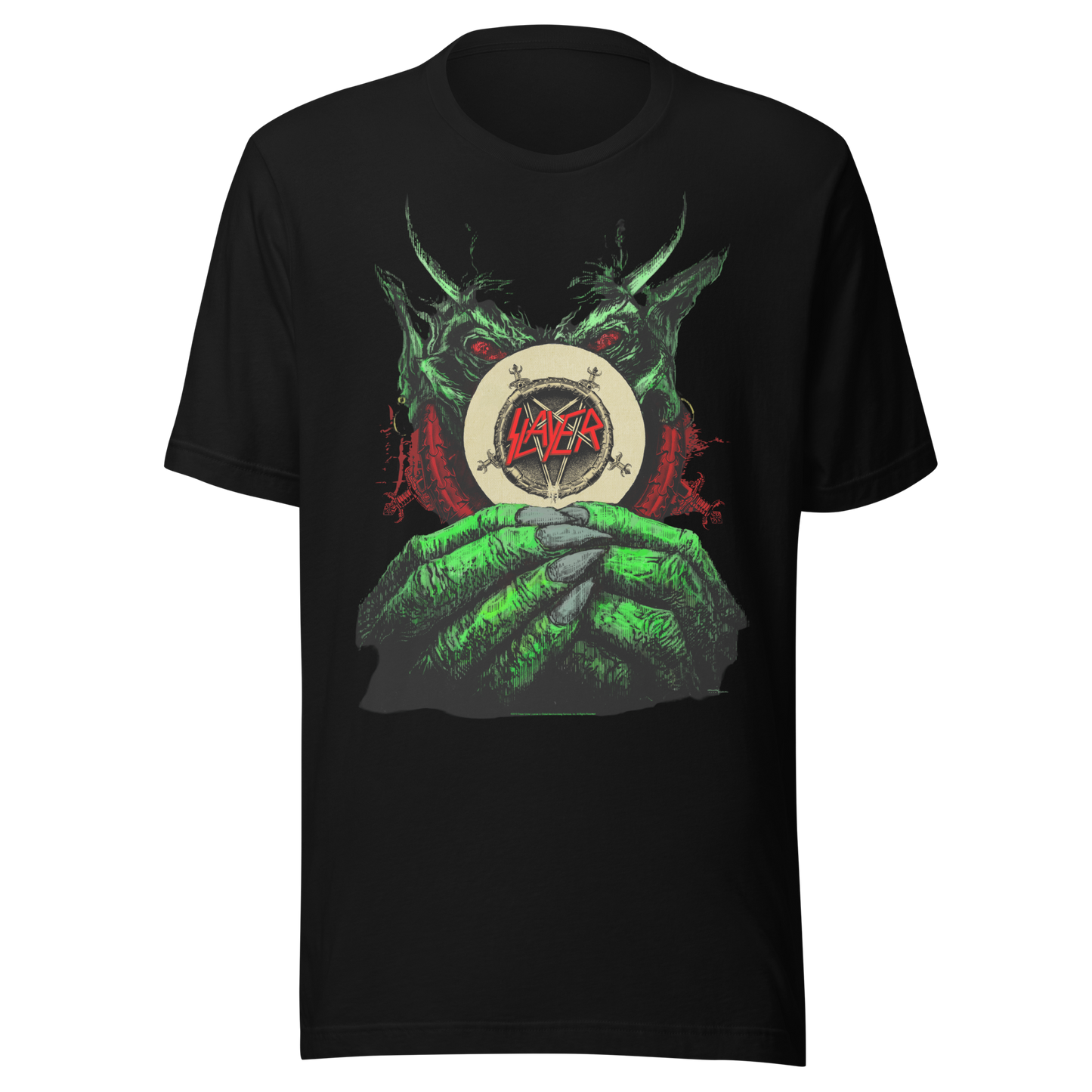 MERCHMOMENT Slayer Demon Hands Vintage Jumbo Print T-Shirt [Apparel]