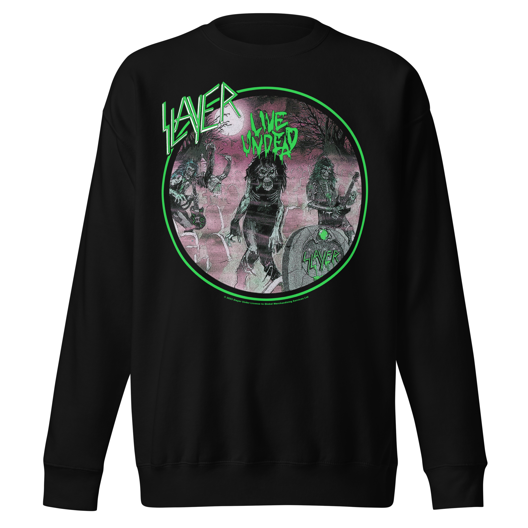 MERCHMOMENT Slayer Neon Green Undead Jumbo Print Sweatshirt [Apparel]