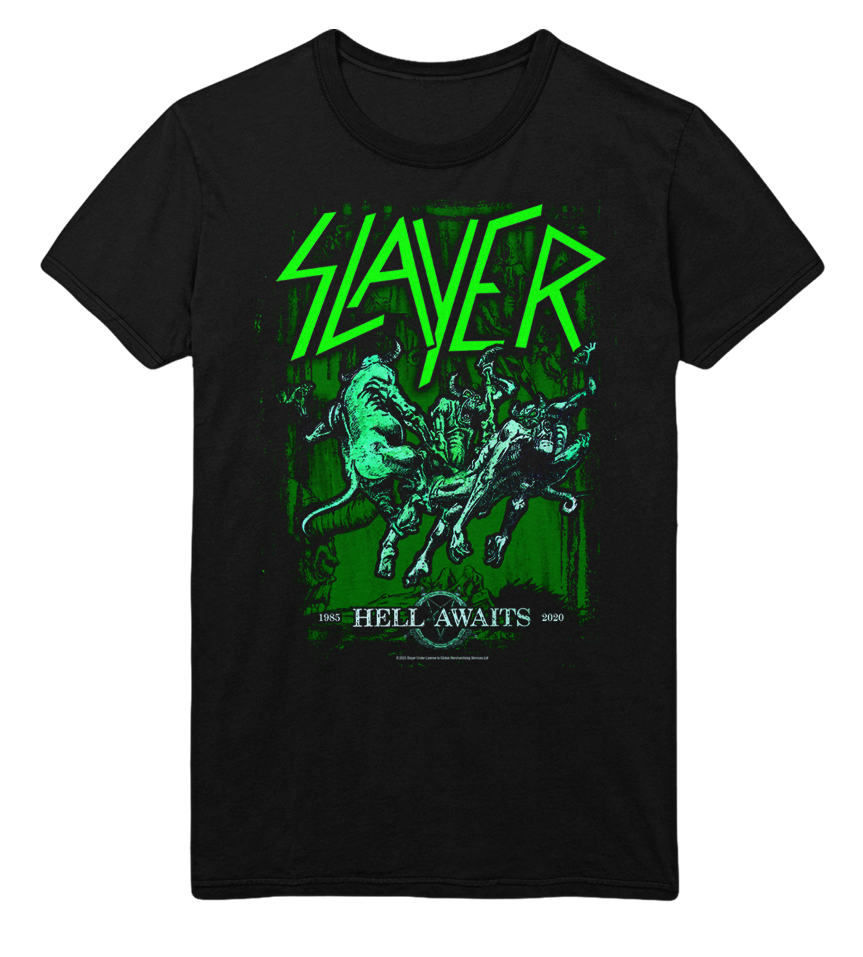MERCHMOMENT Slayer Neon Hell Awaits Jumbo Print T-Shirt [Apparel]